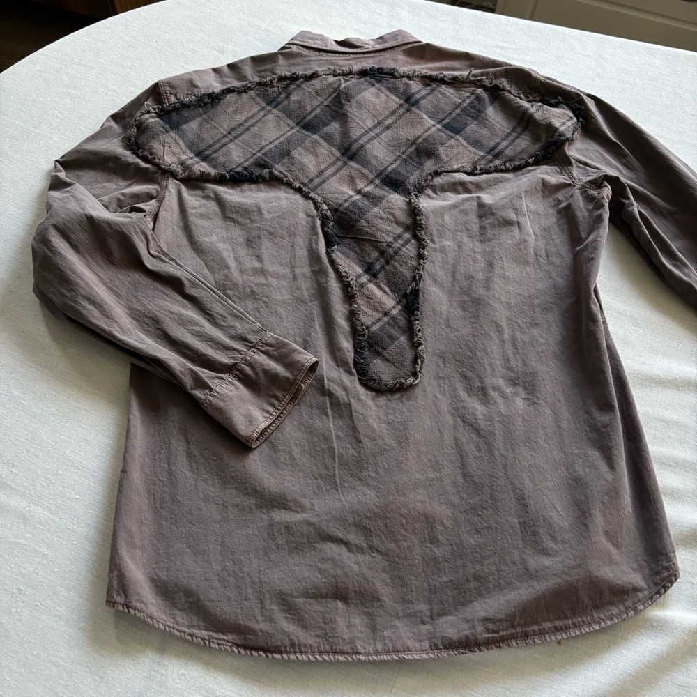 Clockhouse Brown Distressed Grunge Button Down Shirt Men’s XXL